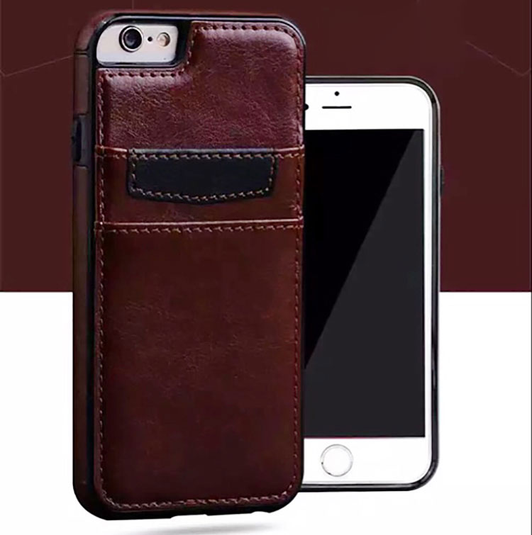 iPhone 8 Plus / 7 Plus LEATHER Style Credit Card Case (Brown)